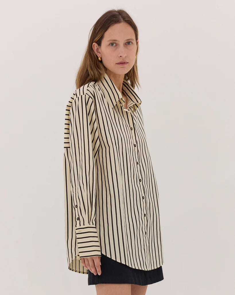 Cloth & Co The Classic Shirt - Black & Cream Stripe