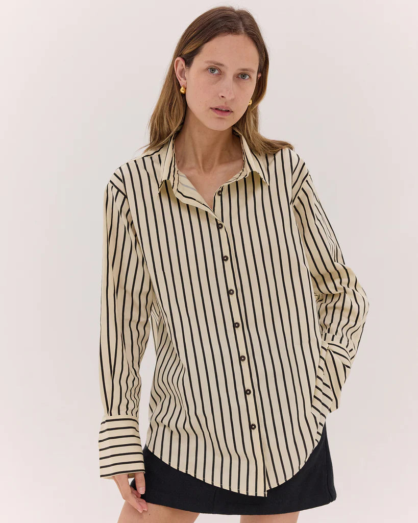 Cloth & Co The Classic Shirt - Black & Cream Stripe