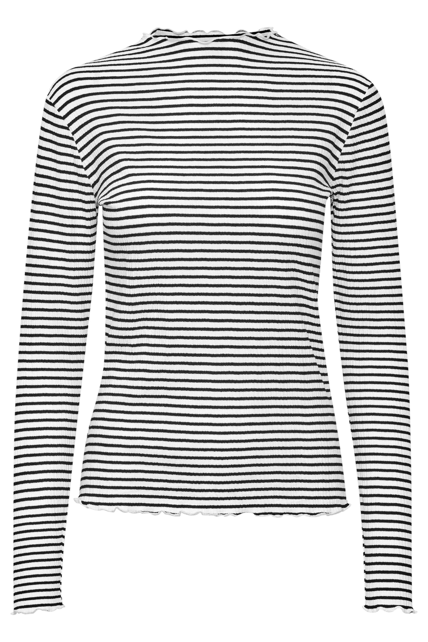 Karen by Simonsen Candace Top - White with Fine Black Stripe