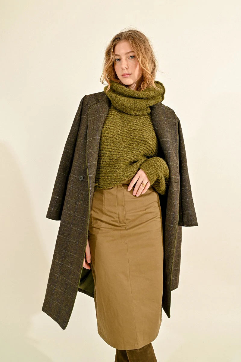 Molly Bracken Khaki Belted Pencil Skirt