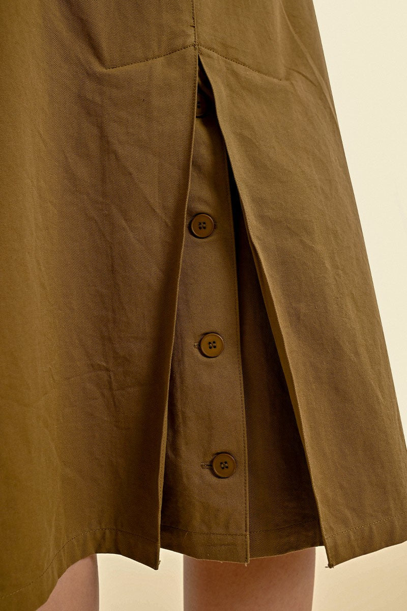 Molly Bracken Khaki Belted Pencil Skirt