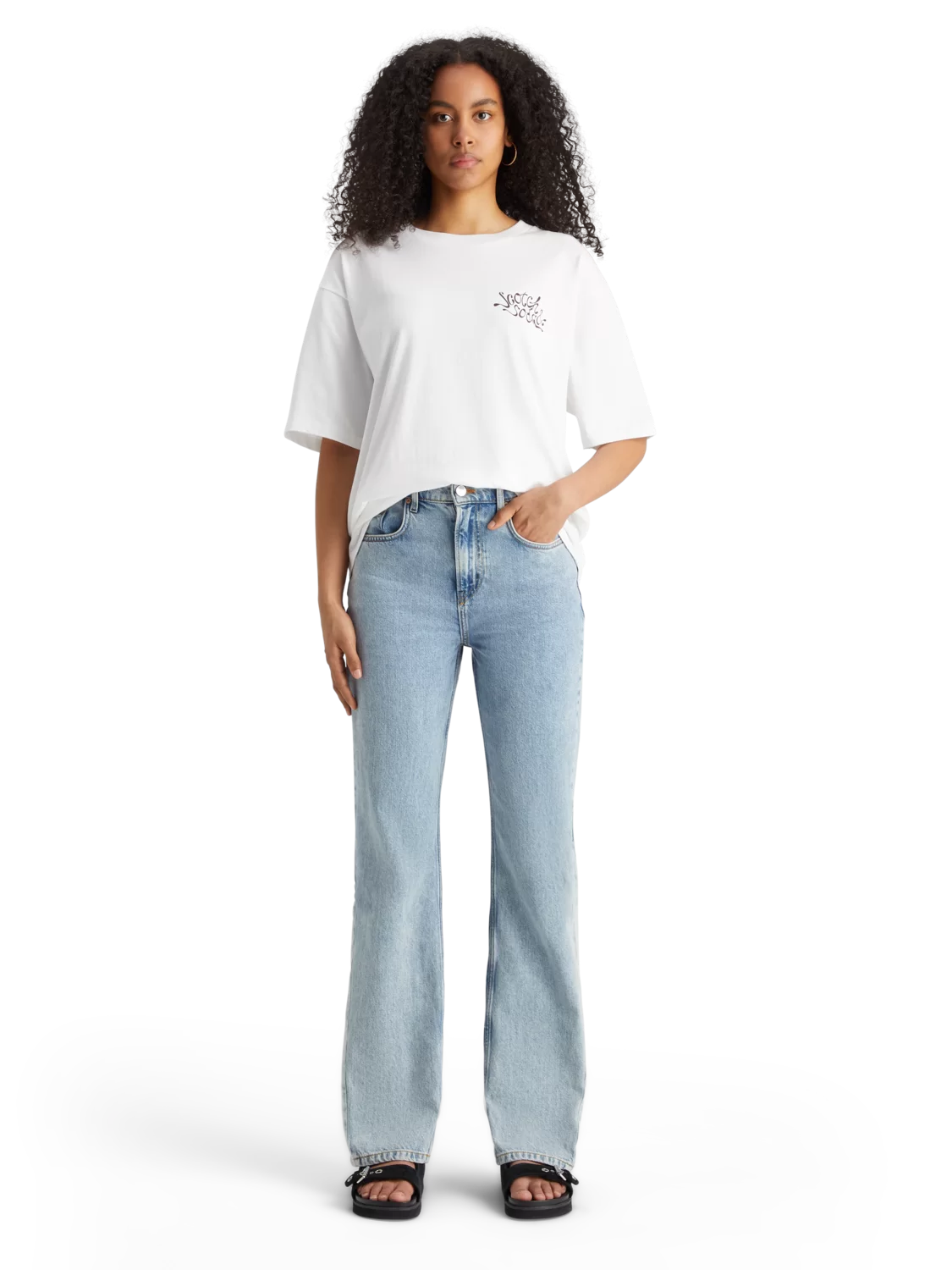 Scotch & Soda Print Oversized Fit T-Shirt - White