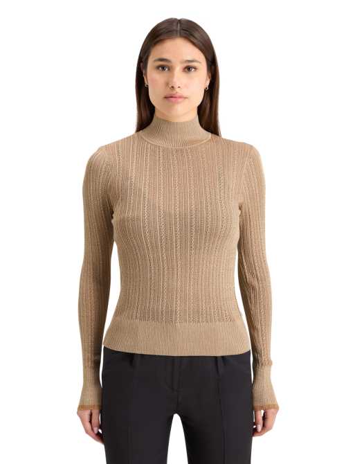 Scotch & Soda Metallic Pointelle Fitted Pullover - Gold