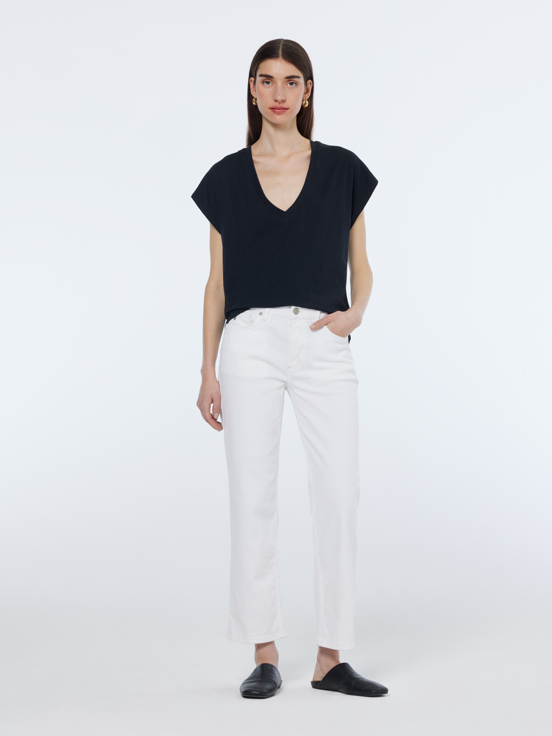 Scotch & Soda Slub V-Neck T-Shirt - Black