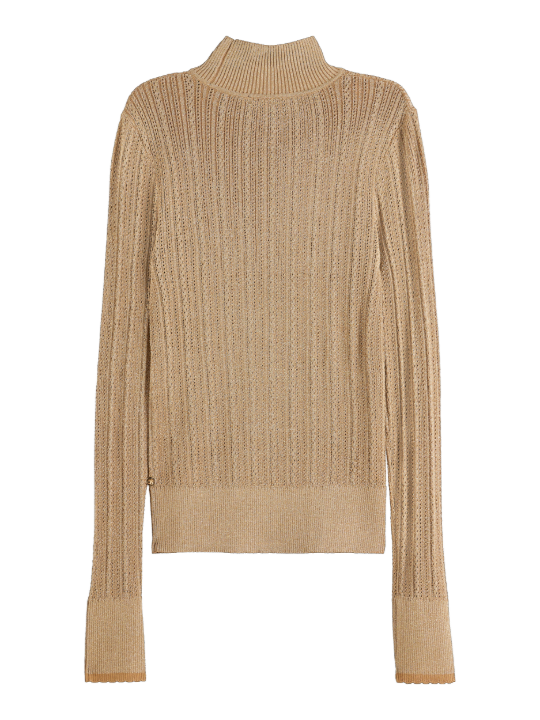 Scotch & Soda Metallic Pointelle Fitted Pullover - Gold