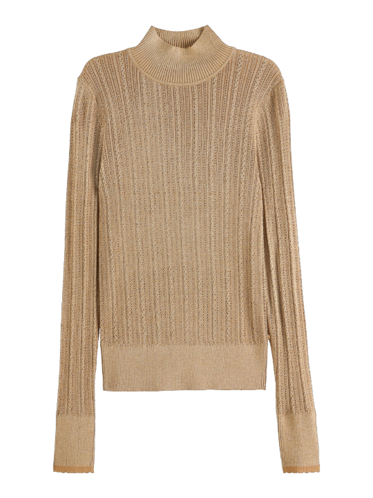 Scotch & Soda Metallic Pointelle Fitted Pullover - Gold