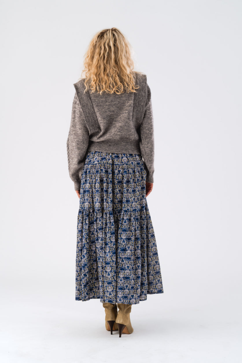 Lollys Laundry Sunset Maxi Skirt - Blue Print