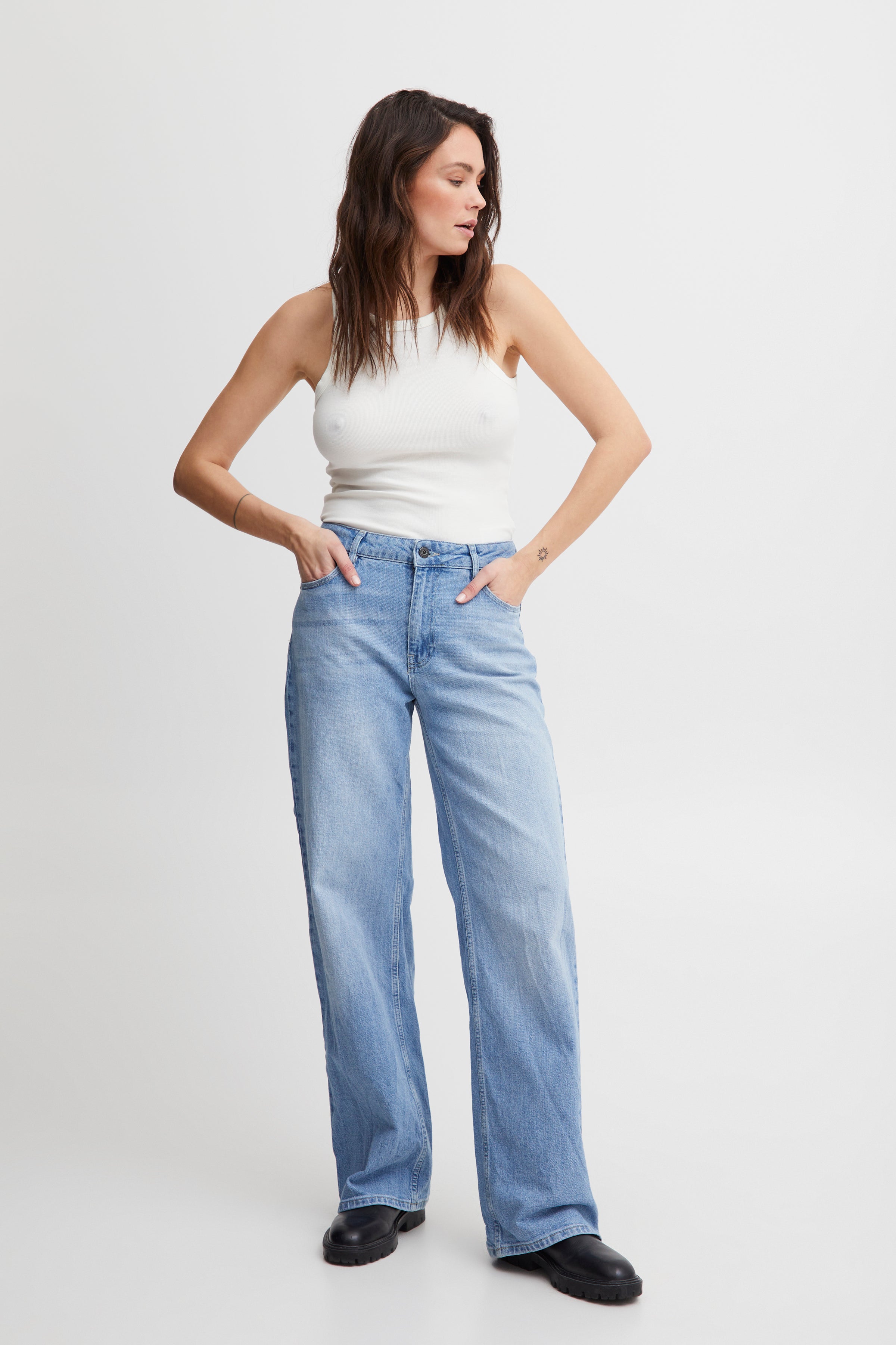 Pulz Vega Jeans Ultra Highwaist Wide Leg - Light Blue