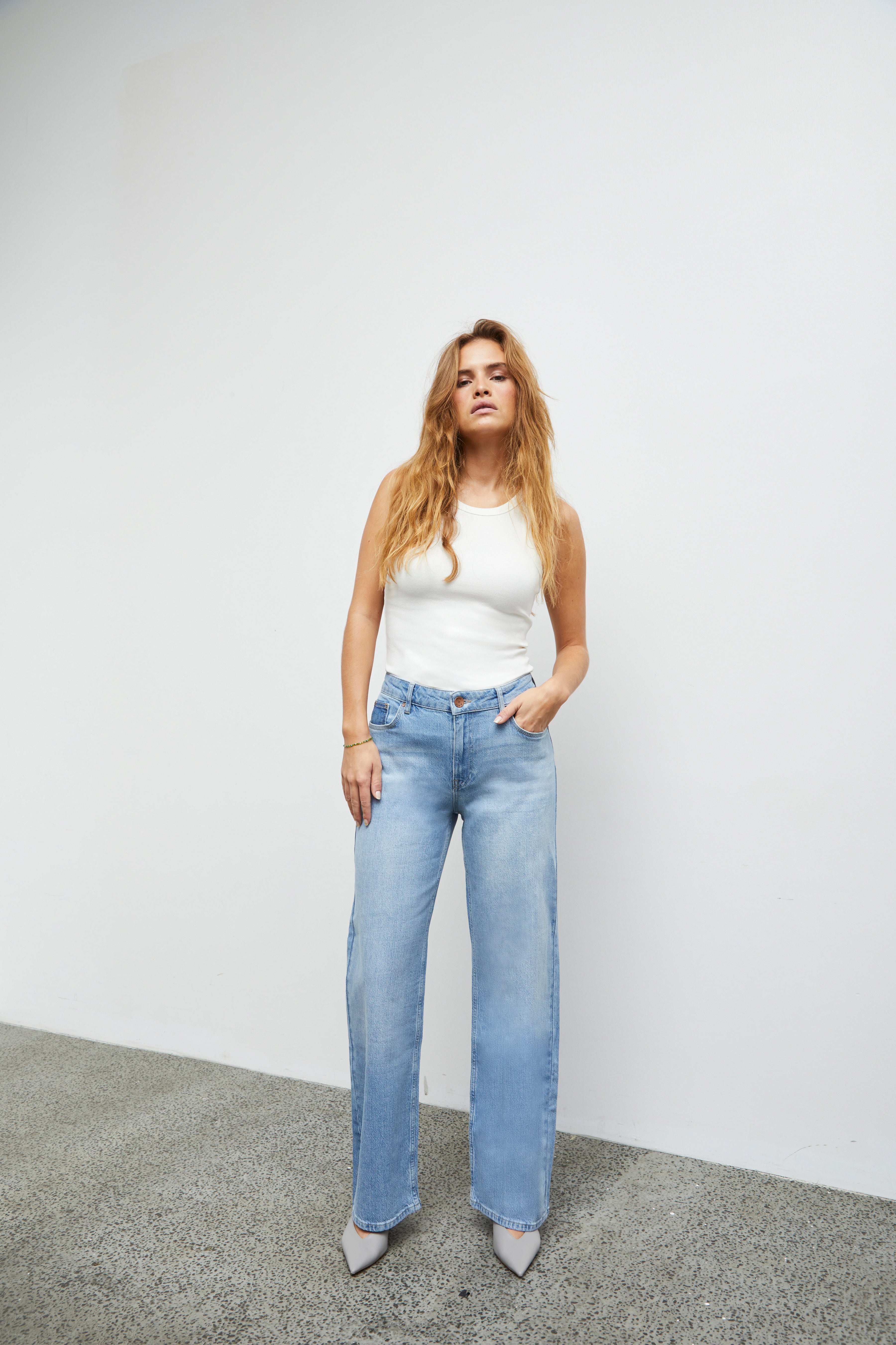 Pulz Vega Jeans Ultra Highwaist Wide Leg - Light Blue