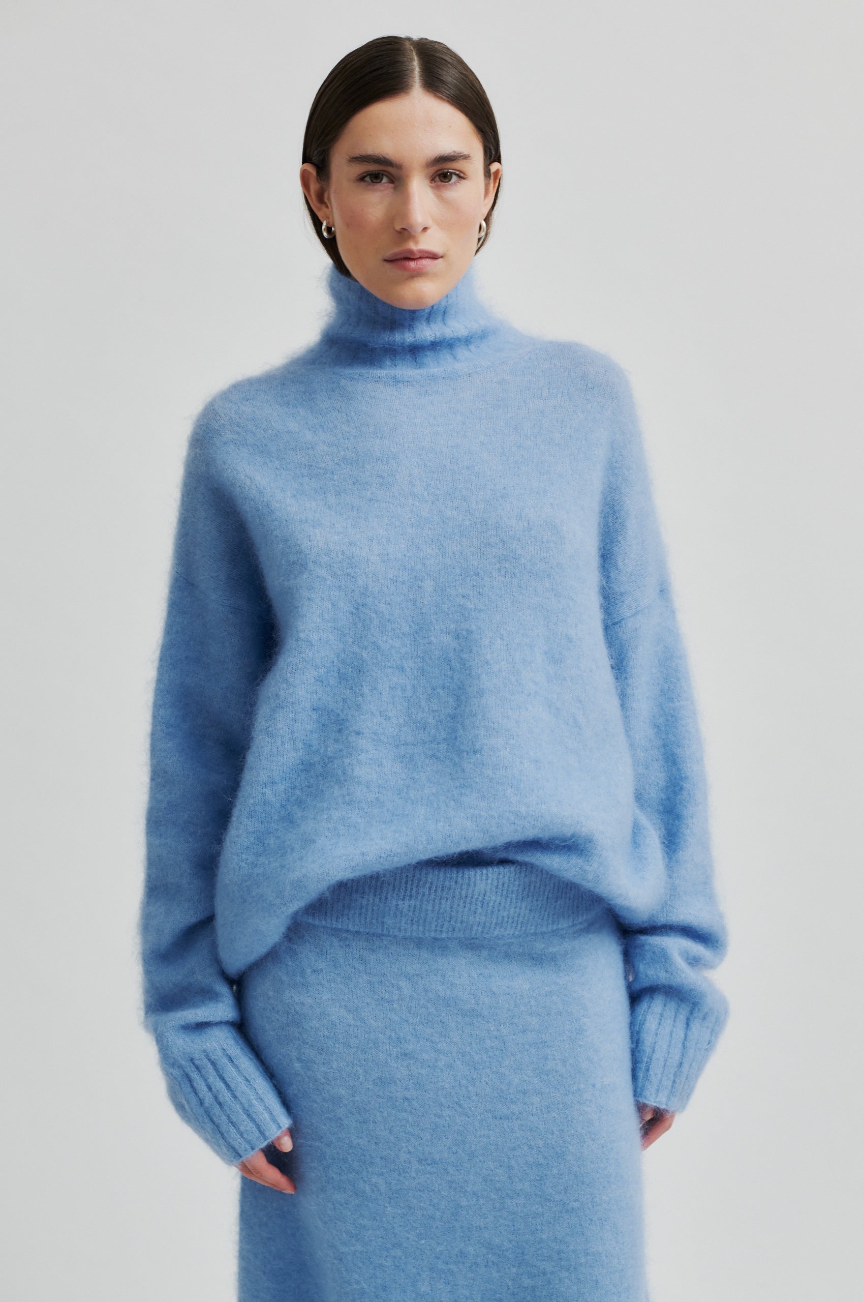 Second Female Ina Knit T-Neck Jersey - Vista Blue