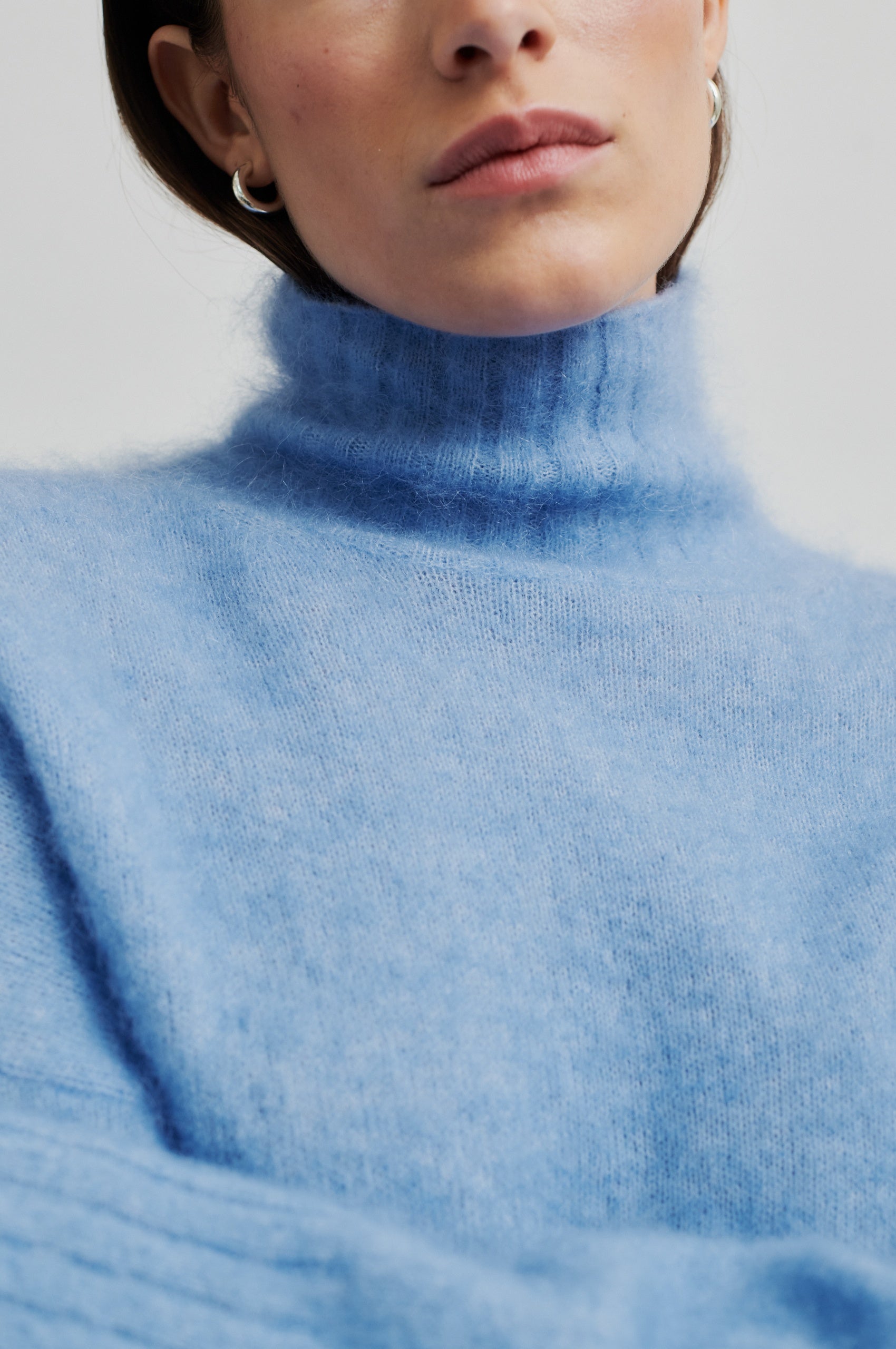 Second Female Ina Knit T-Neck Jersey - Vista Blue