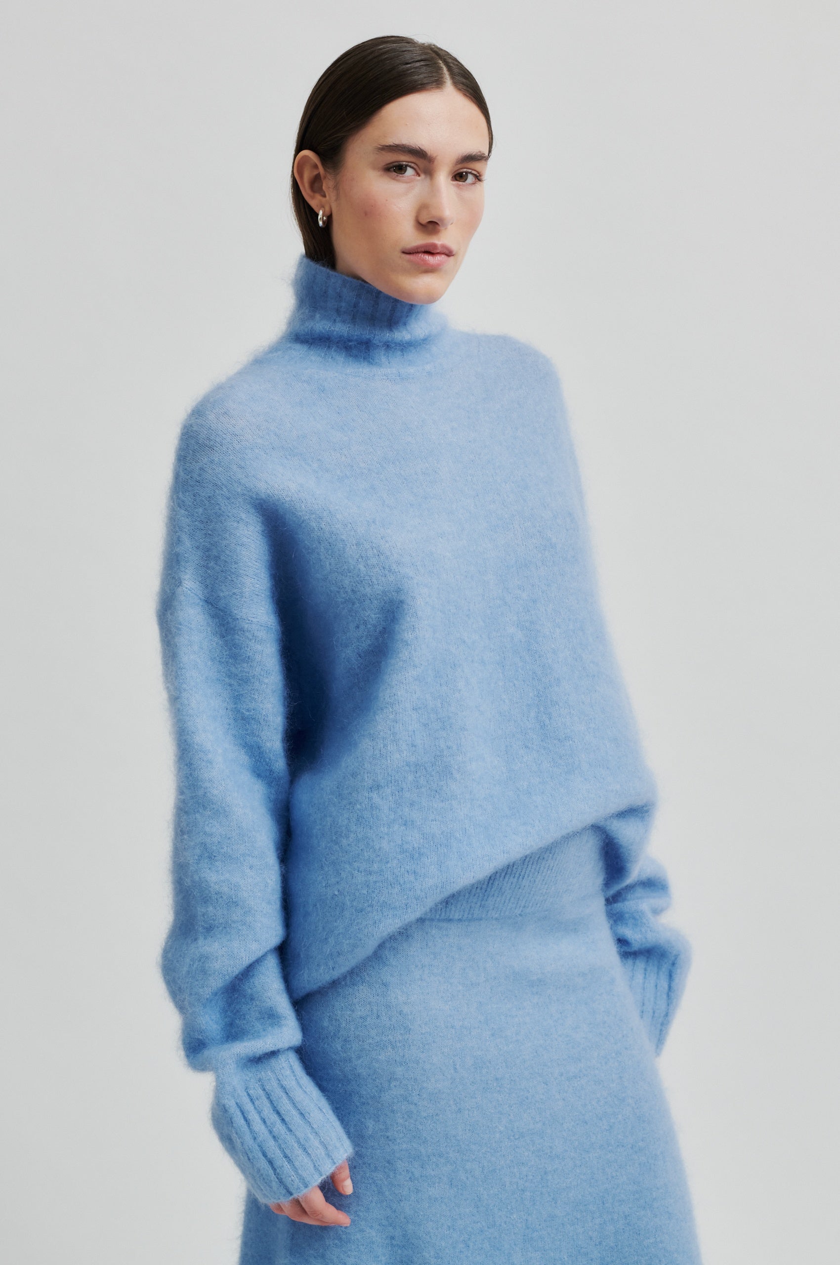 Second Female Ina Knit T-Neck Jersey - Vista Blue