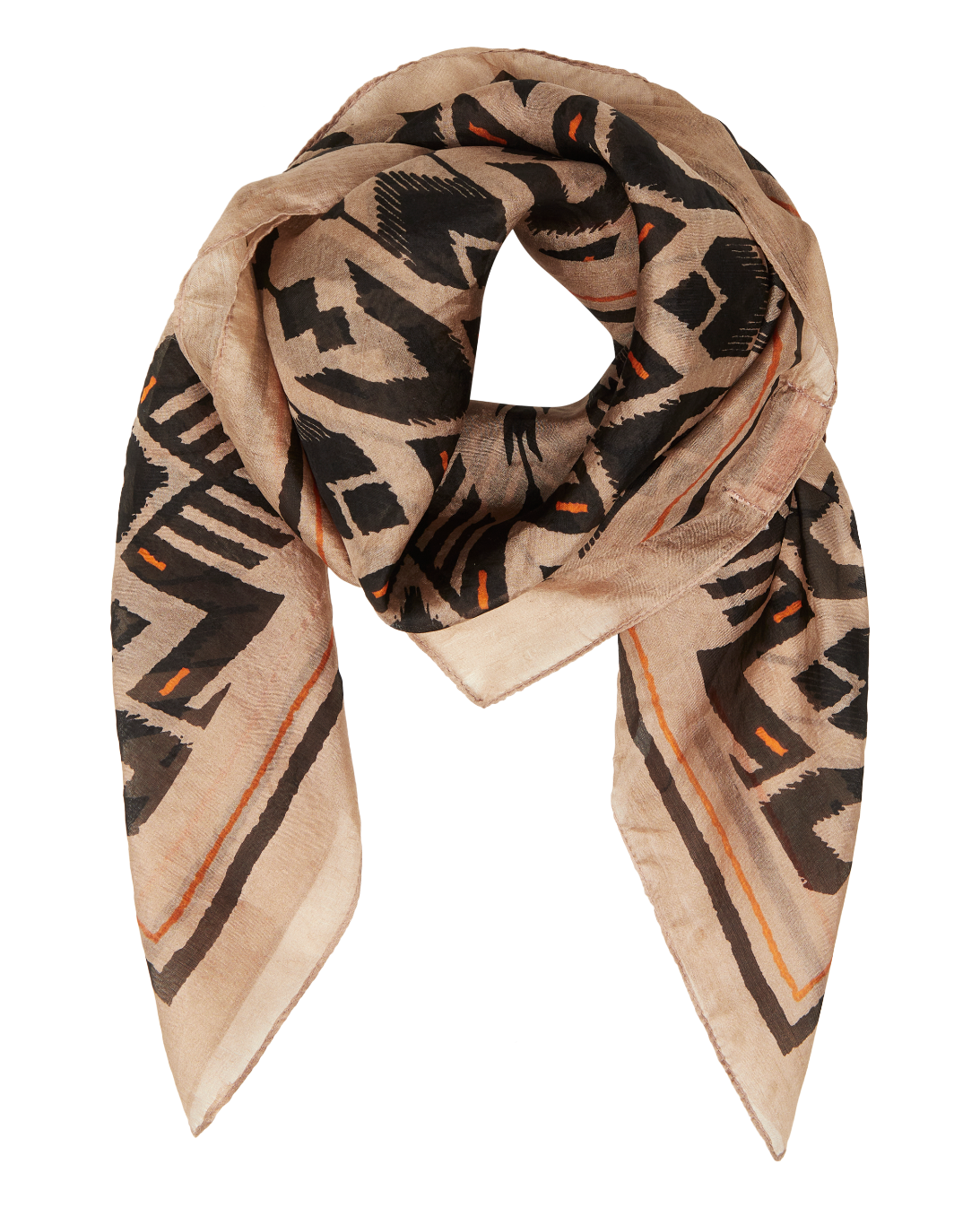 Unmade Copenhagen Katy Silk Scarf - Print Beige/Black