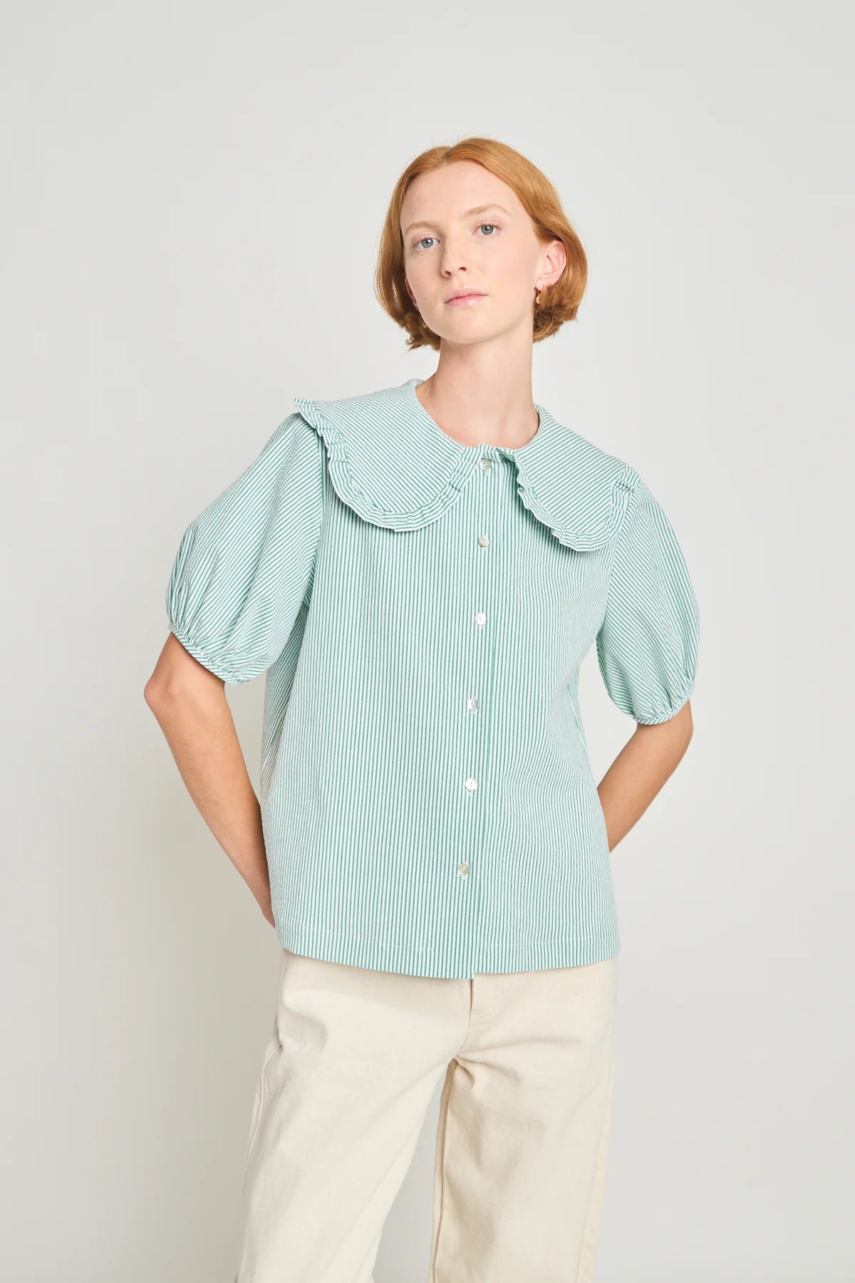 The uncanny blouse - Jade Seersucker