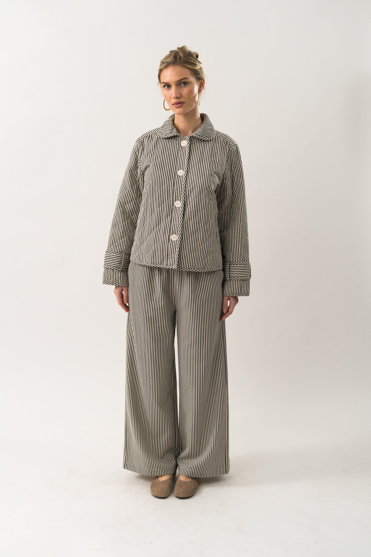 Liam Stripe Pants – Black / White