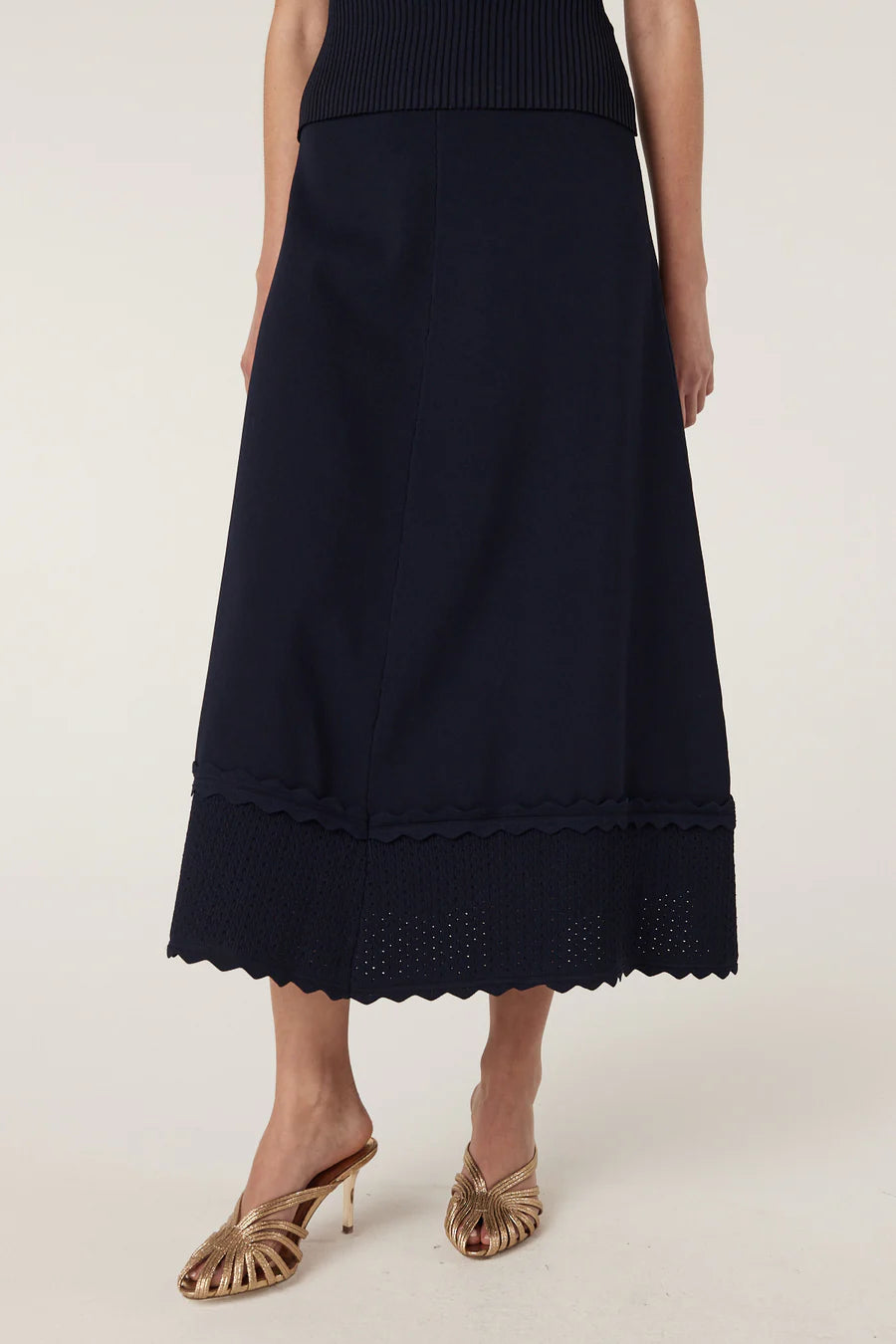 Cable Melbourne Villa Knit Crepe Skirt - Navy