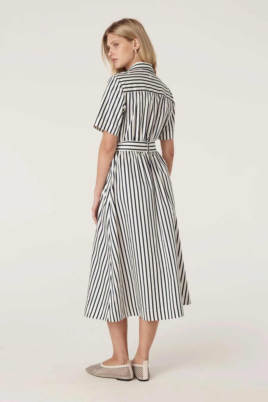 Cable Melbourne Lina Stripe Shirt Dress - Navy Stripe