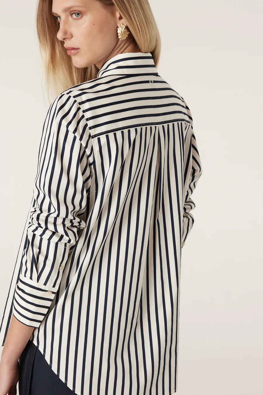 Cable Melbourne Lina Stripe Shirt - Navy Stripe