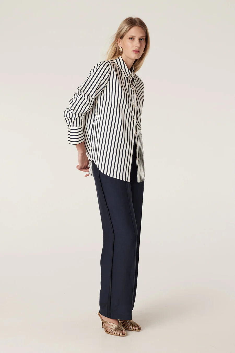 Cable Melbourne Lina Stripe Shirt - Navy Stripe