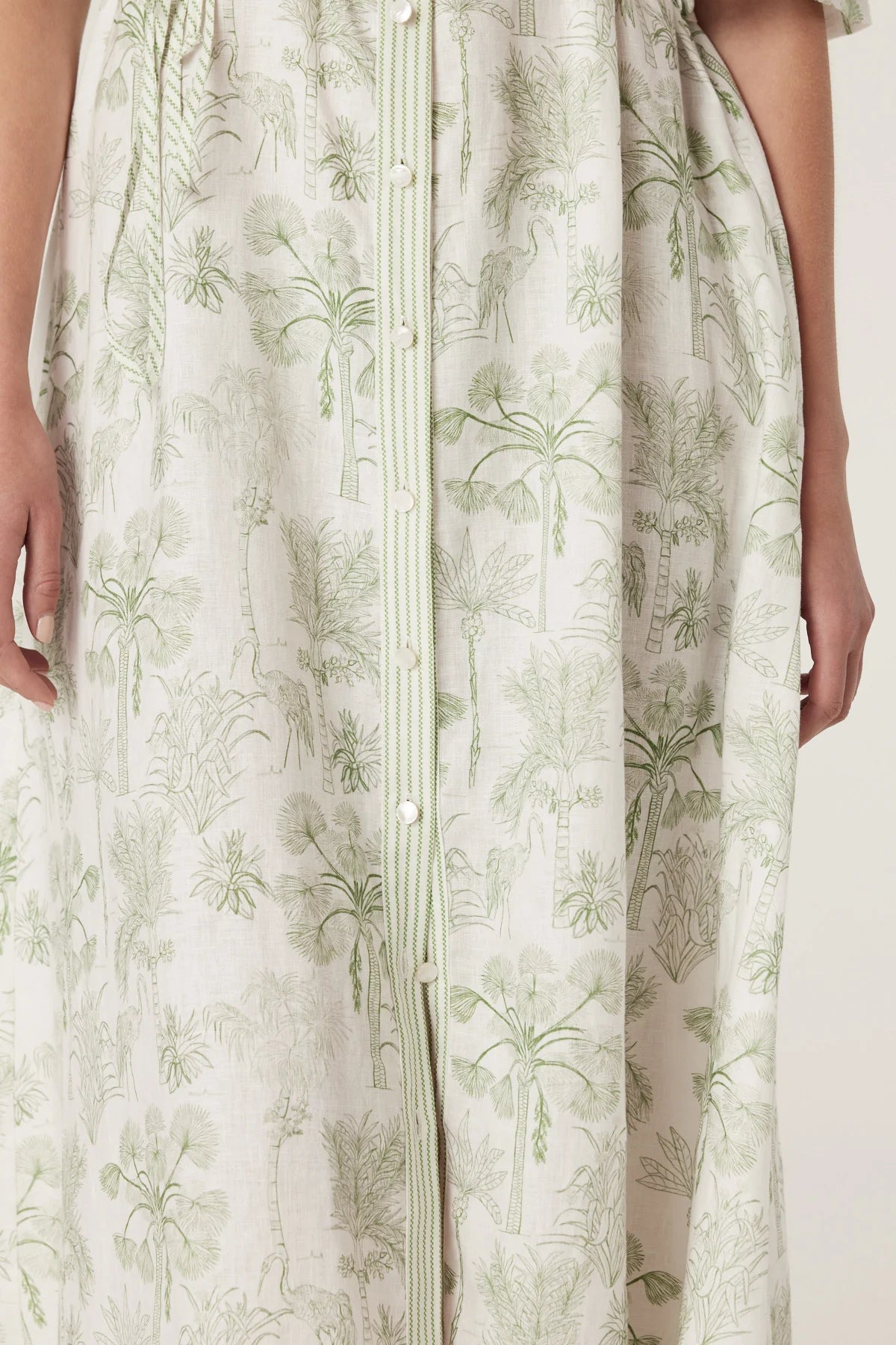 Avondale Linen Dress - Palm Print