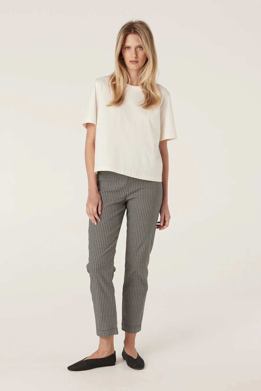 Cable Pima Lantern Sleeve Top - Cream