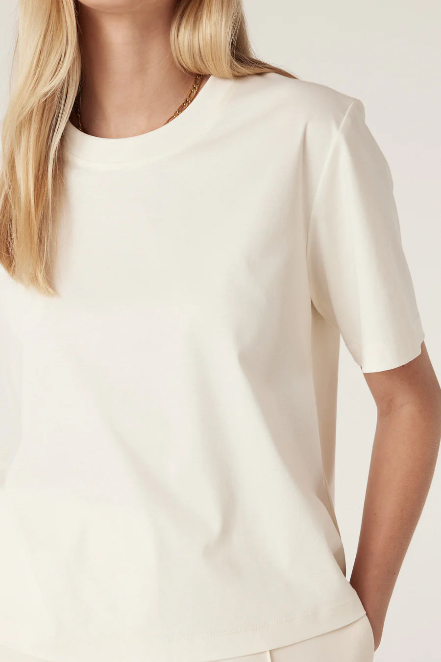 Cable Pima Lantern Sleeve Top - Cream
