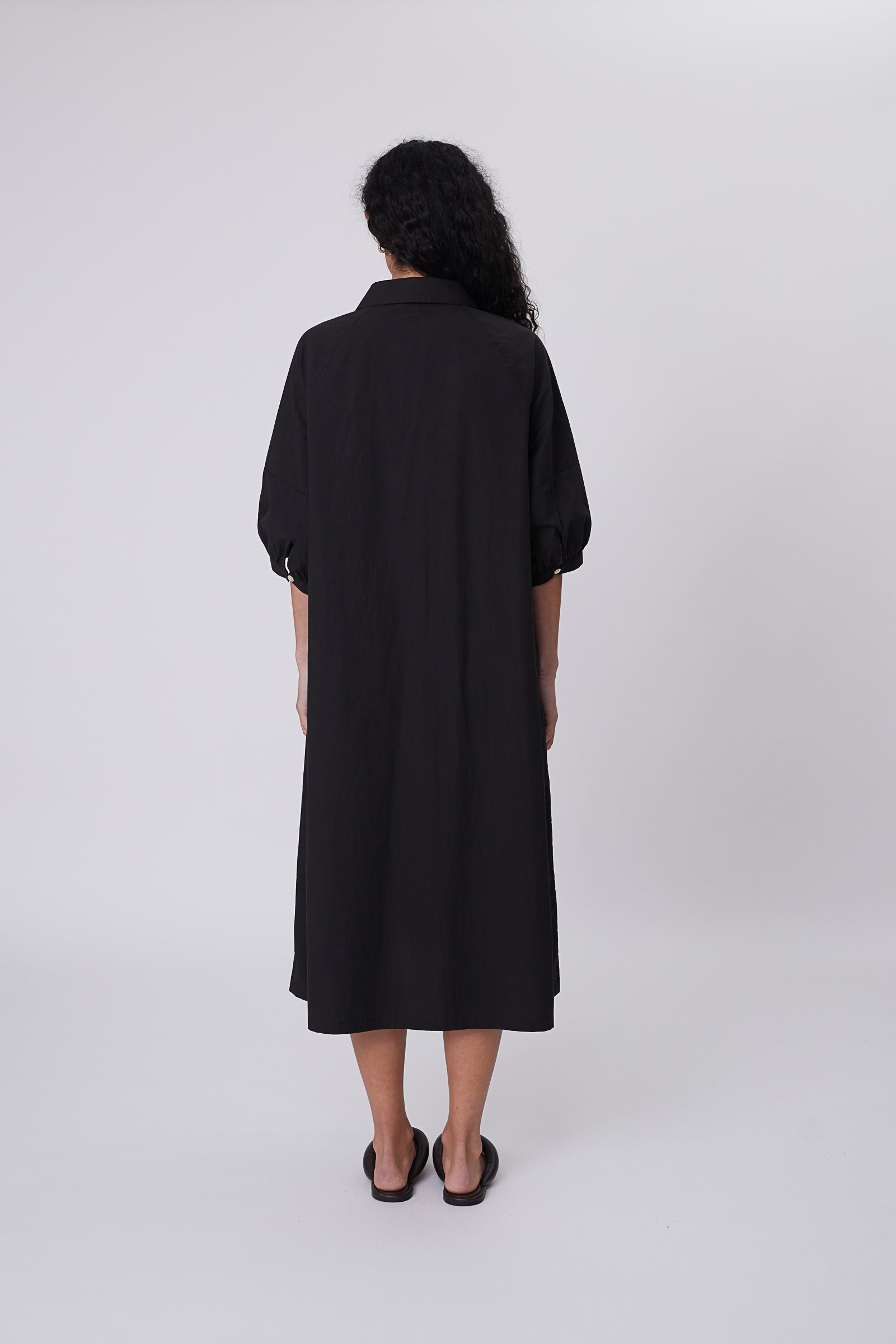 Cascade Shirt Dress - Black