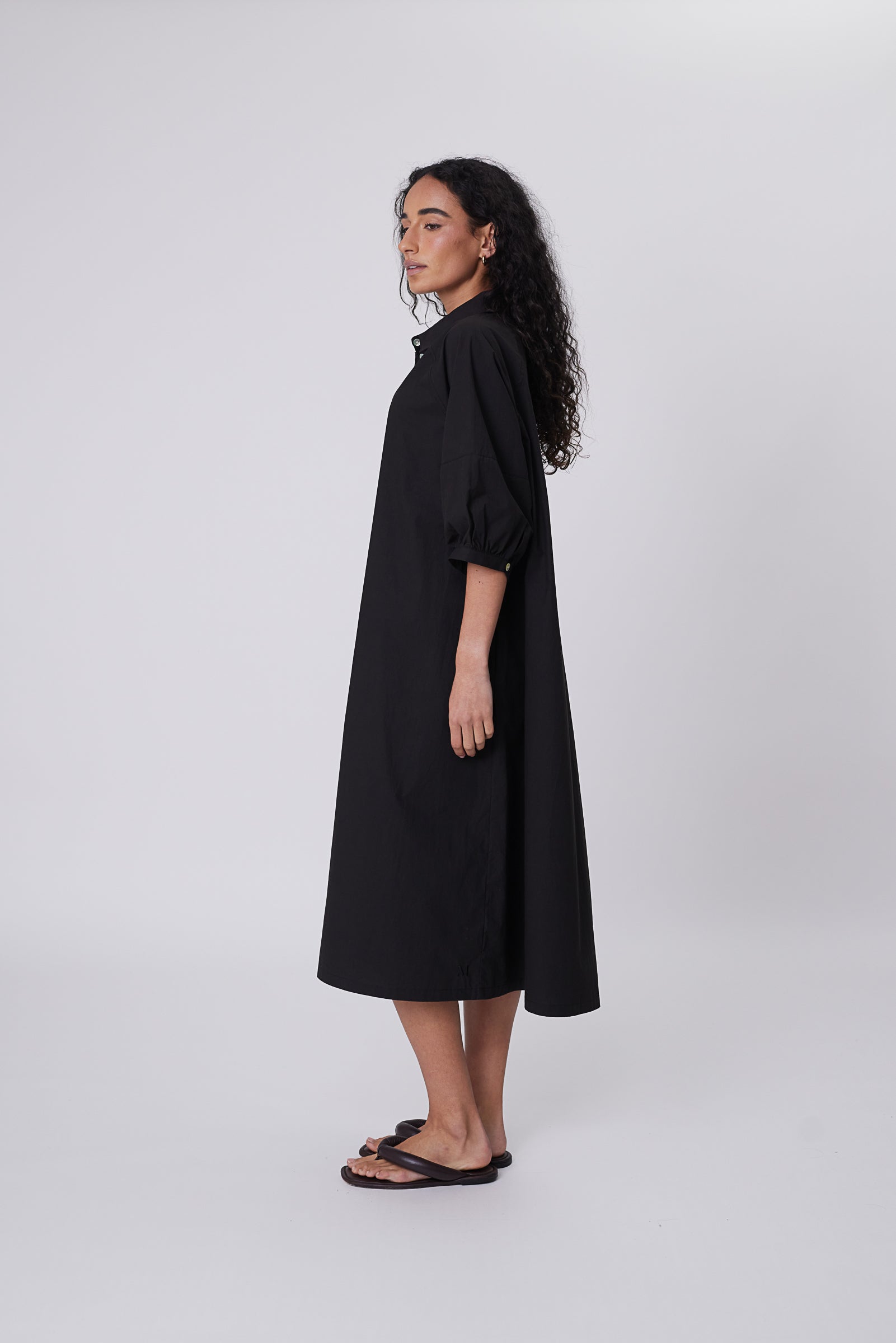 Cascade Shirt Dress - Black