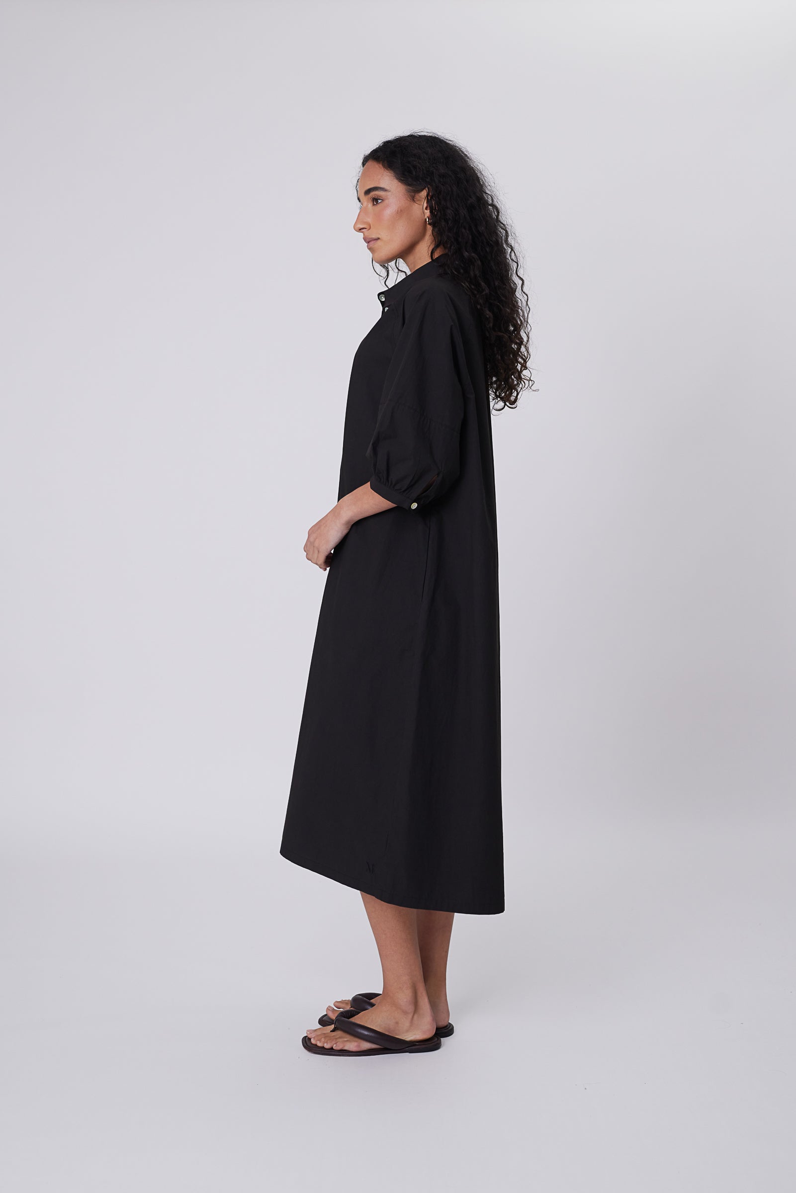 Cascade Shirt Dress - Black