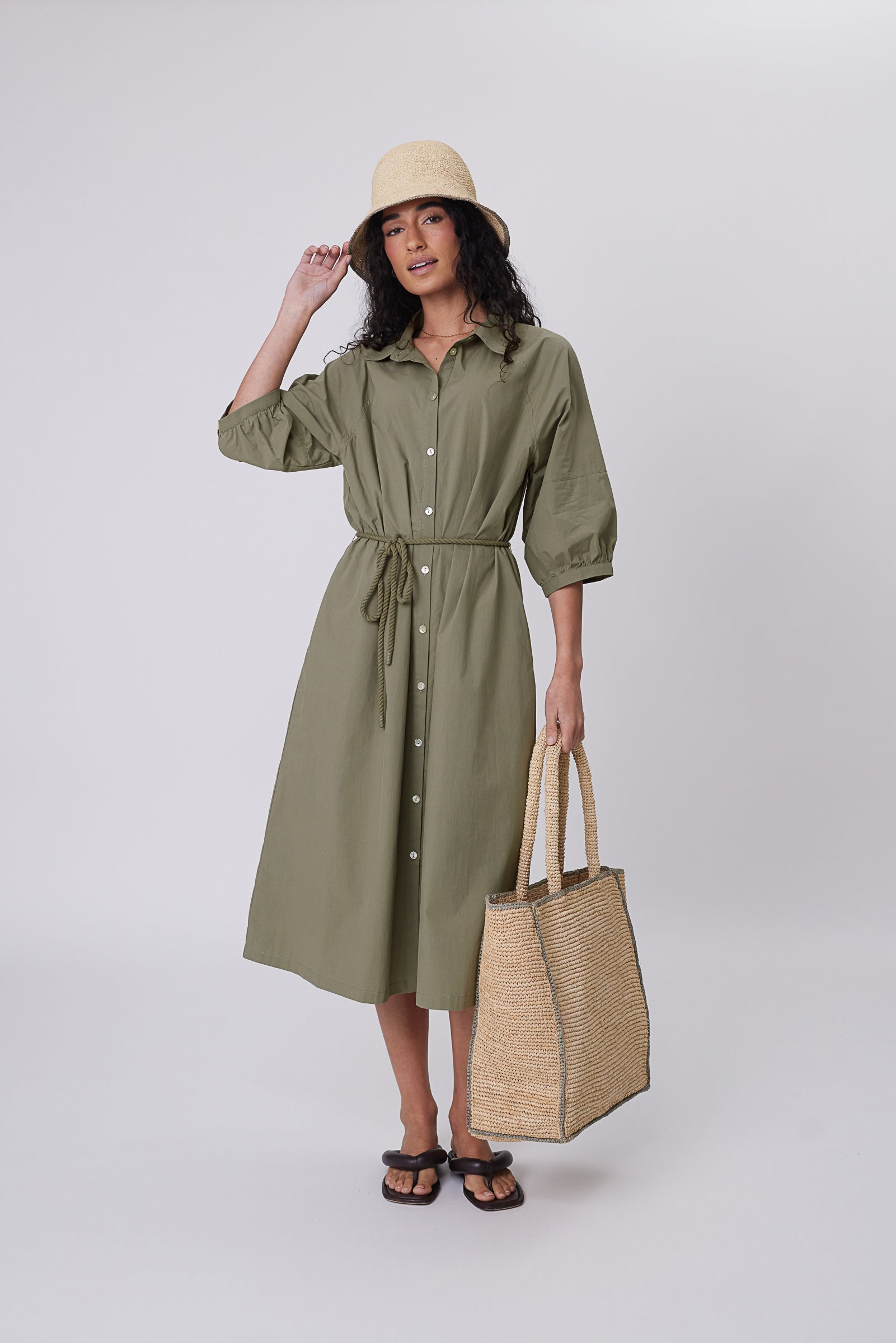 Cascade Shirt Dress - Laurel
