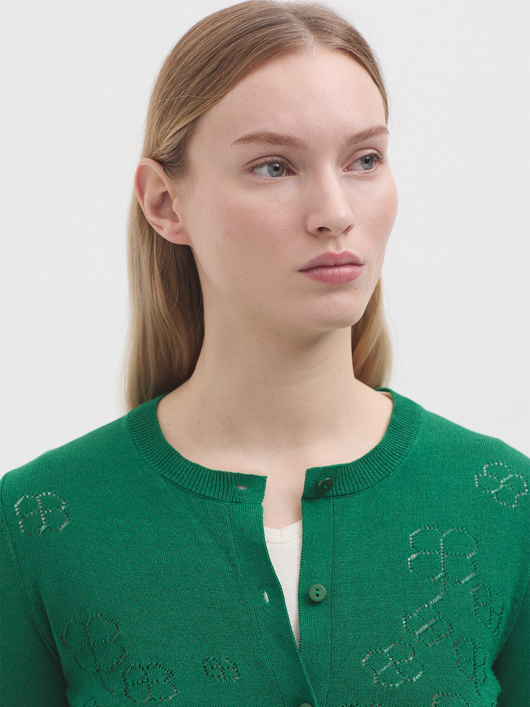 Nice Things Openwork Cardigan - Clover
