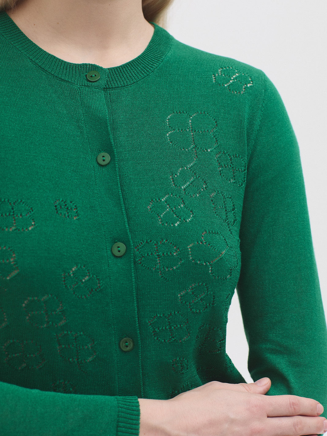 Nice Things Openwork Cardigan - Clover