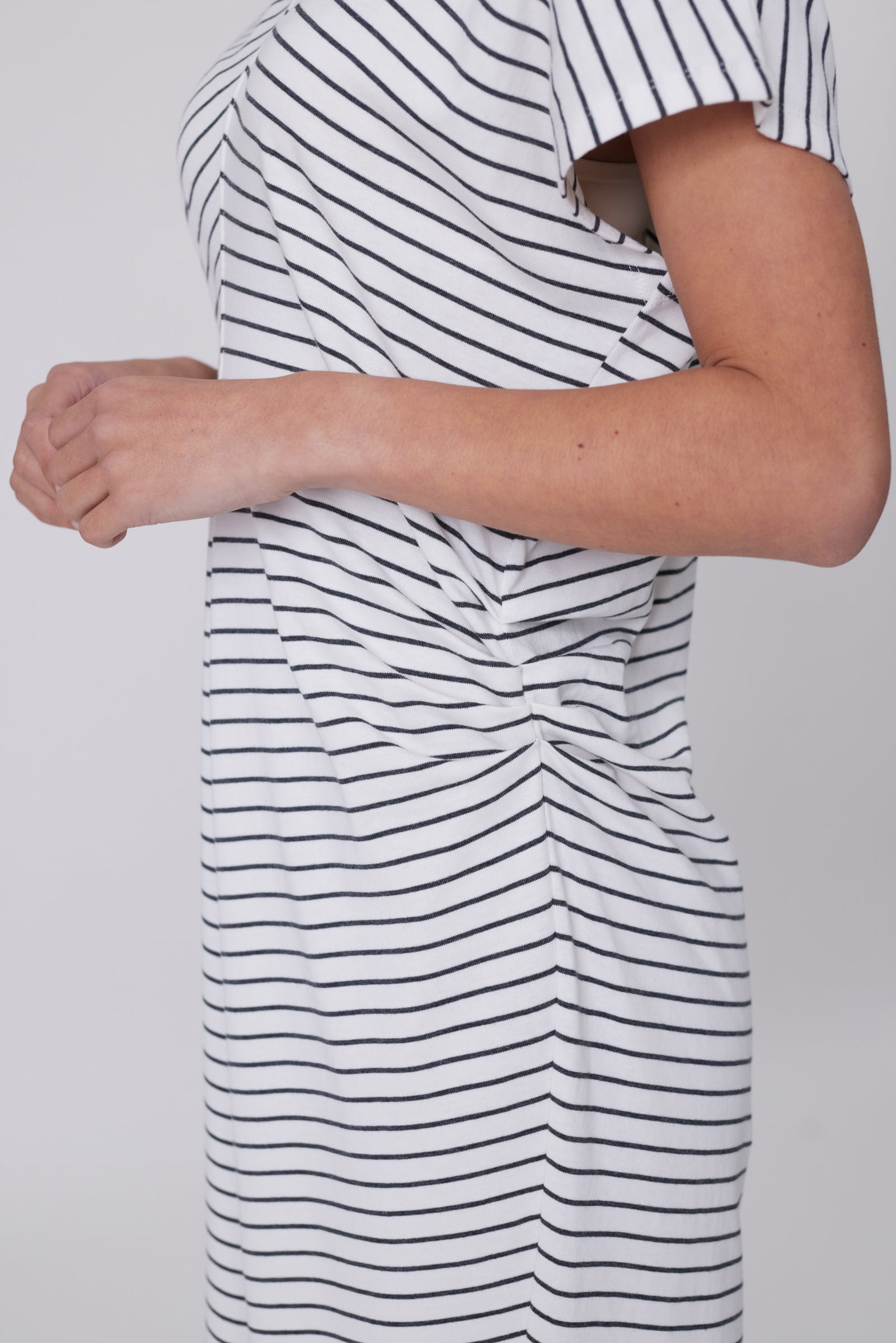 Marlow Converge Tee Dress - Charcoal Stripe