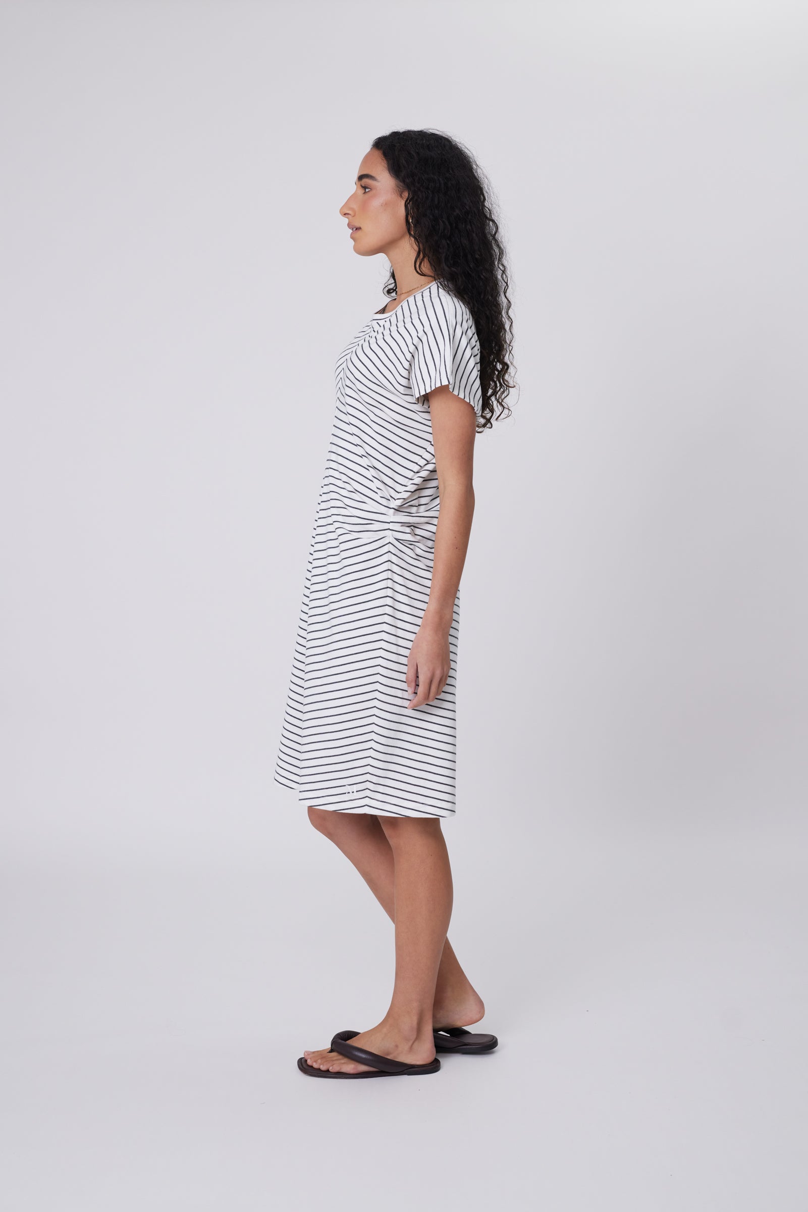 Marlow Converge Tee Dress - Charcoal Stripe