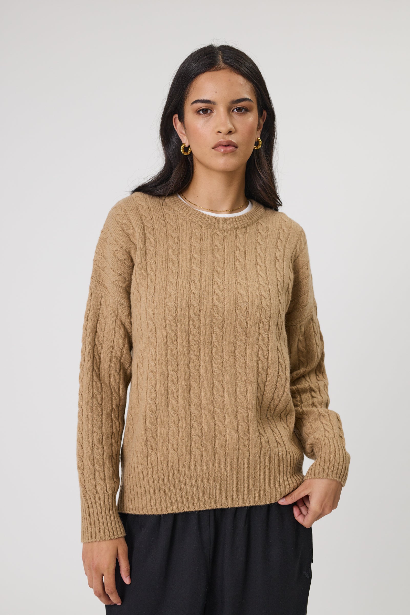 Marlow Copenhagen Cable Knit Crew - Taupe
