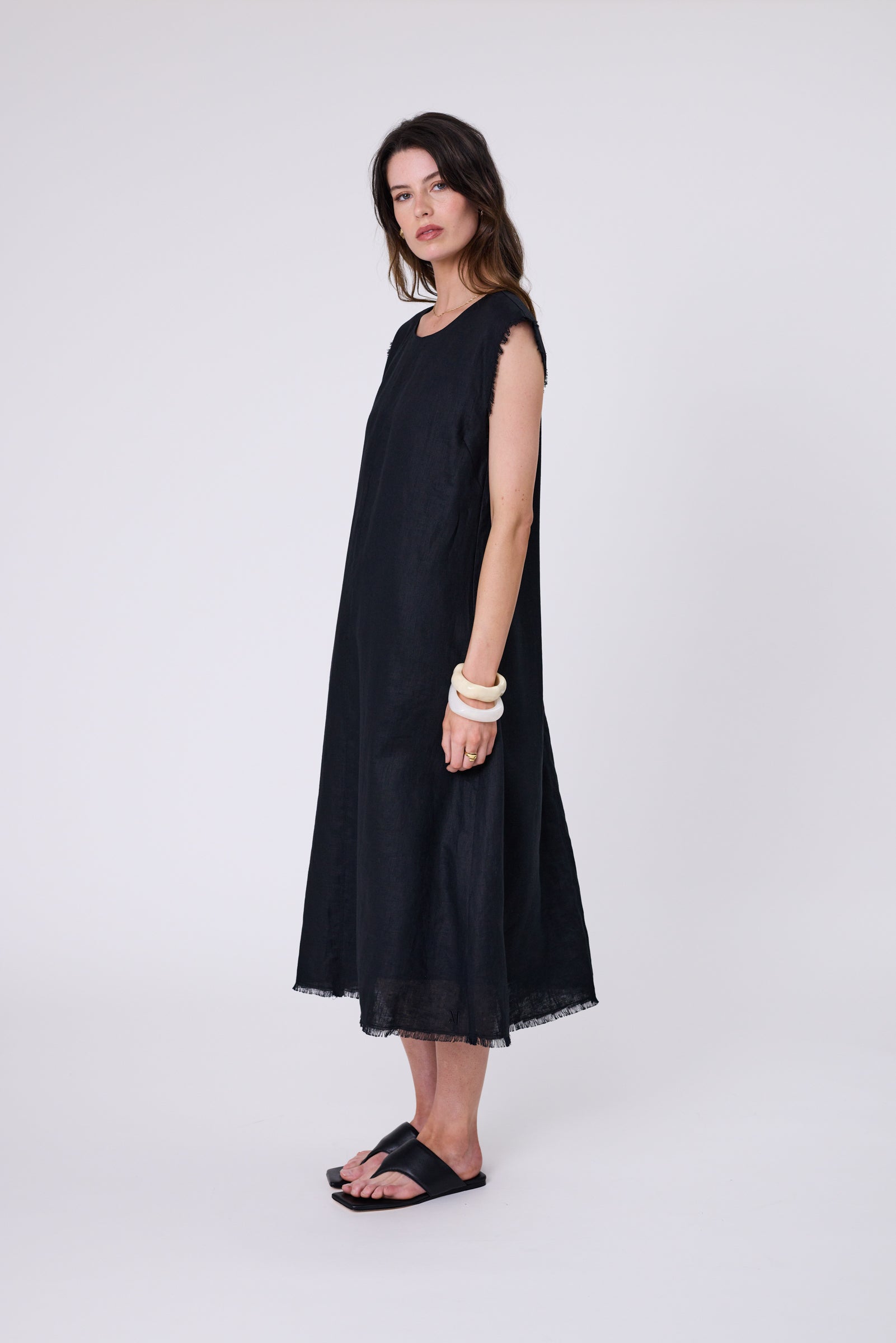 Costa Linen Dress - Black