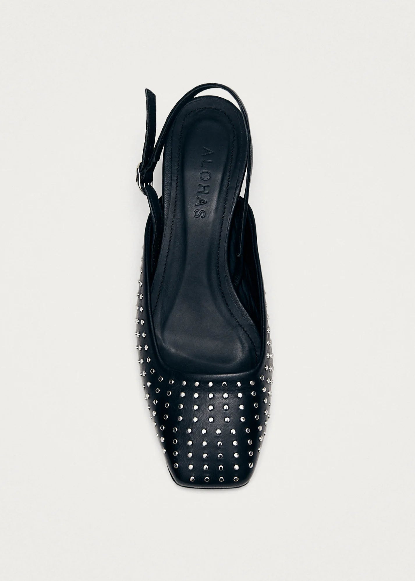 Alohas Lindy Studs Black Leather Pumps