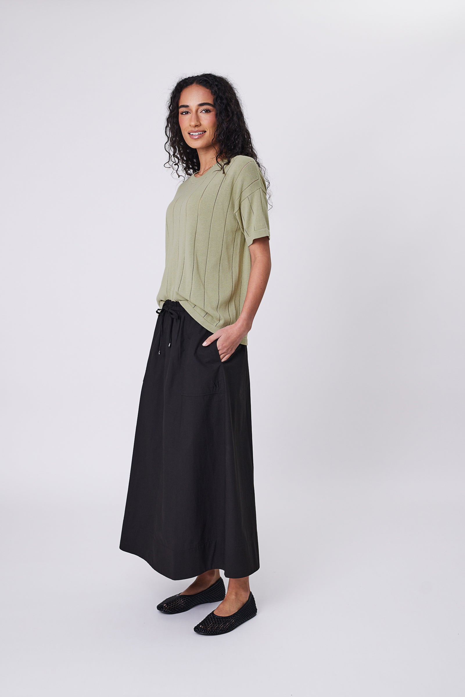 Marlow Ember Knit Tee - Celery