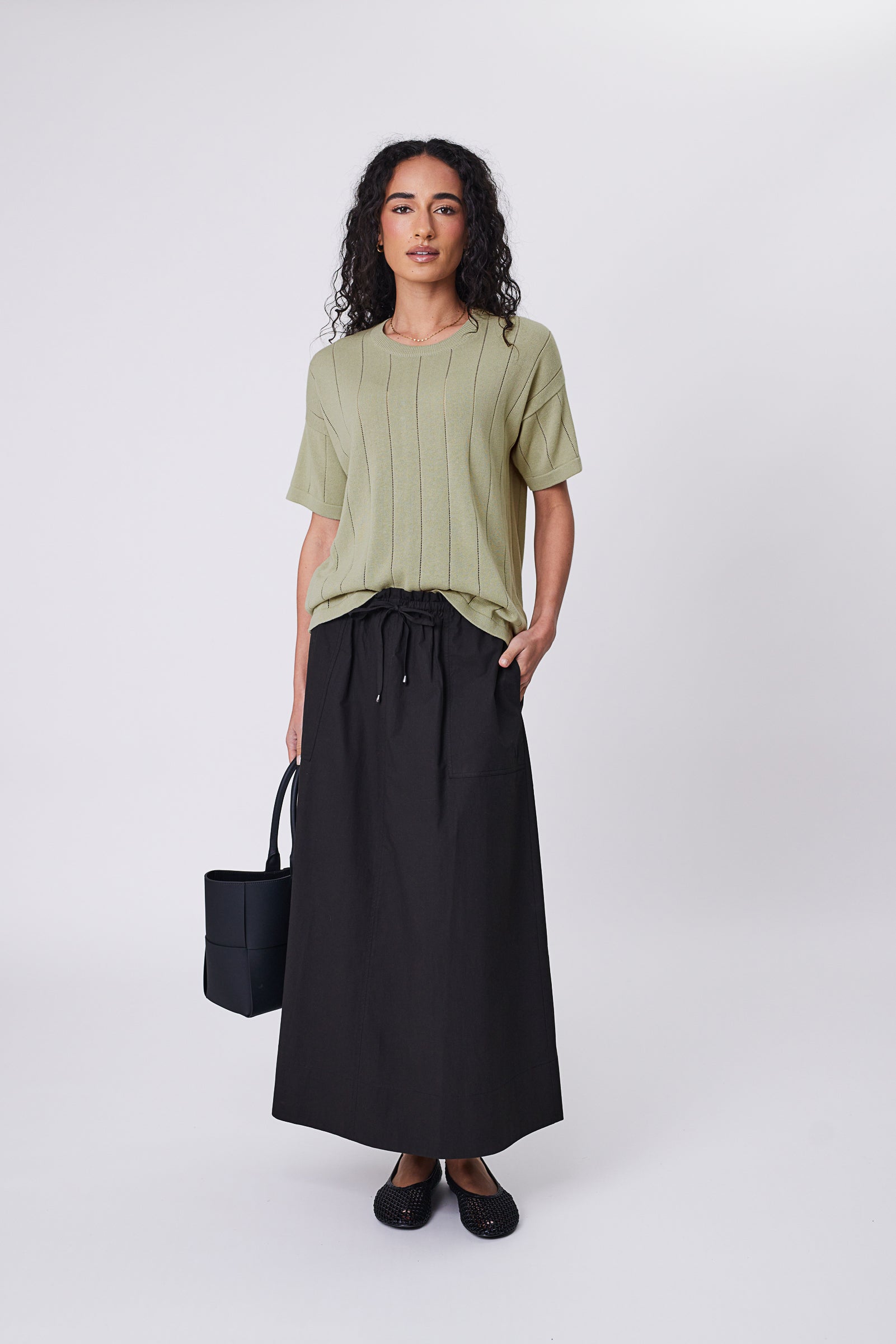 Marlow Ember Knit Tee - Celery