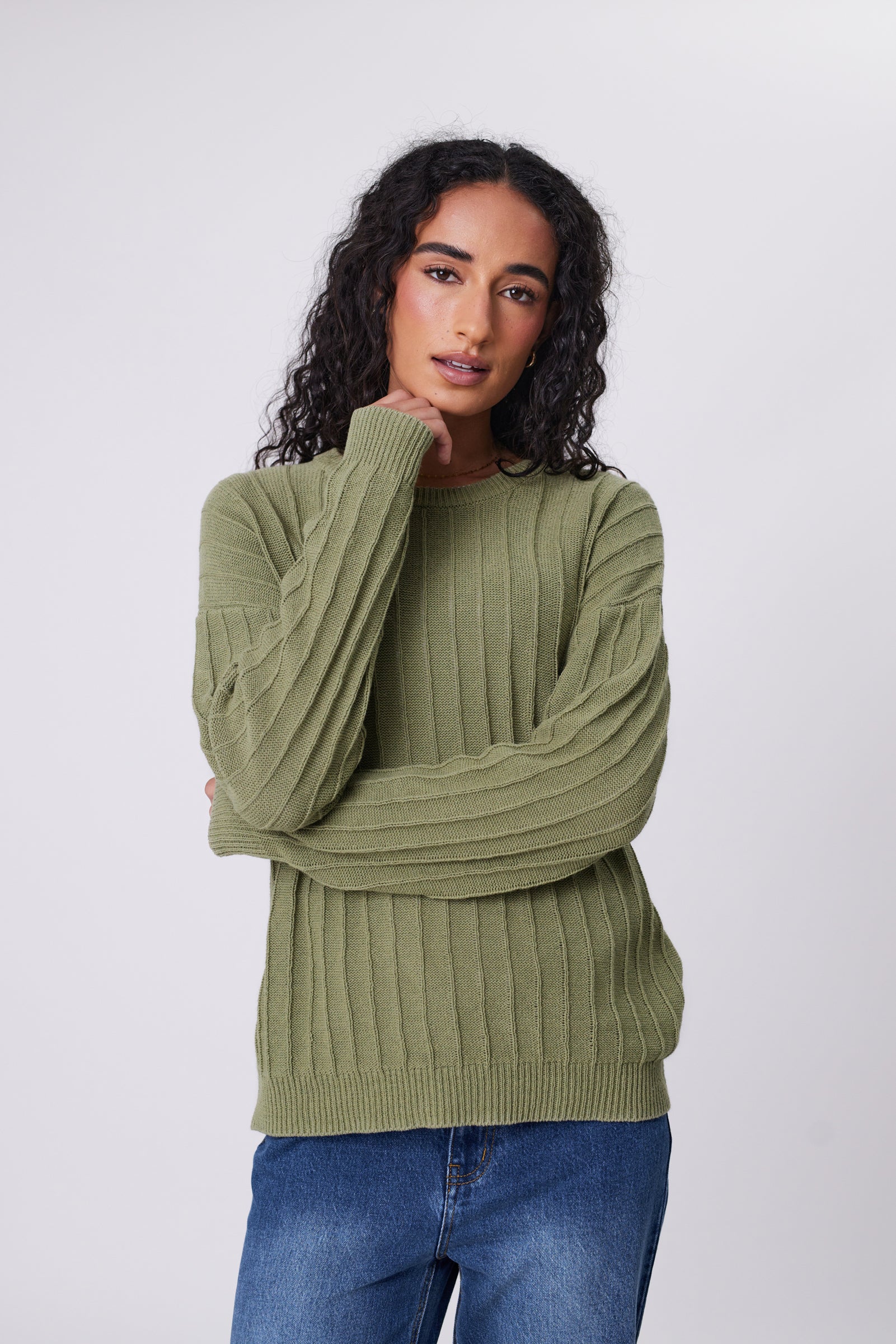 Marlow Evergreen Knit Crew - Laurel