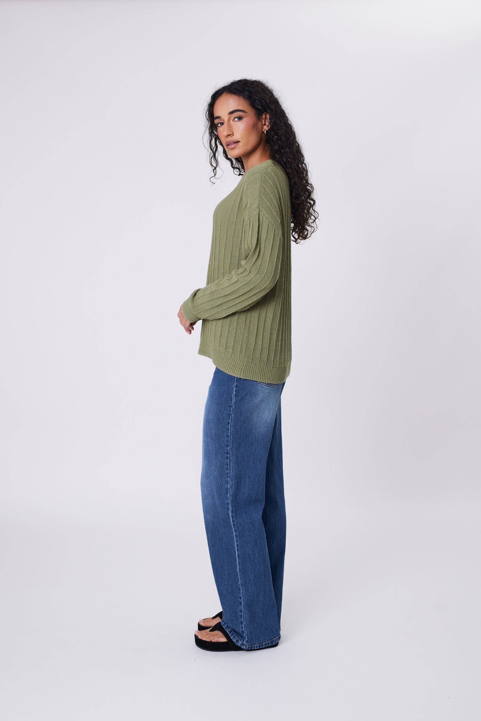 Marlow Evergreen Knit Crew - Laurel