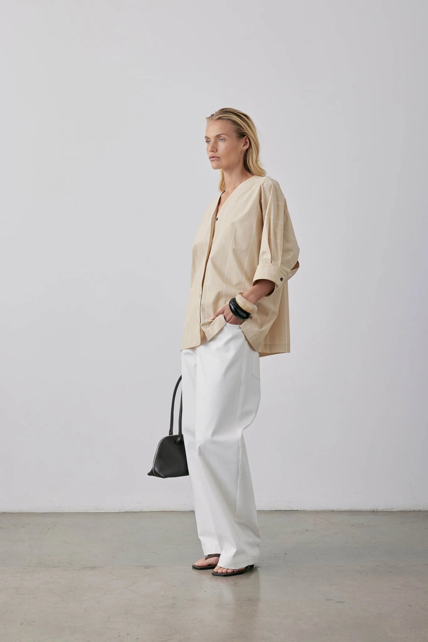 Sorin Top - Hay with Parchment Stripe