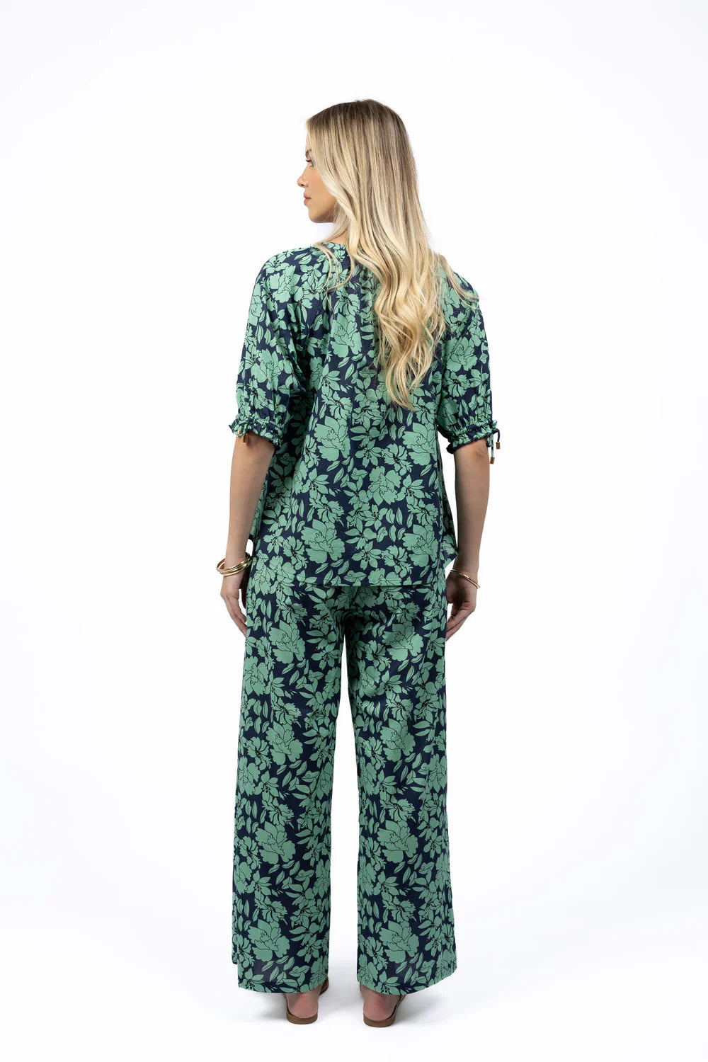 Fleur Blouse - Mint/Navy