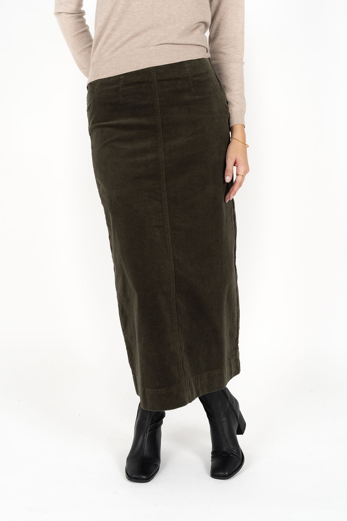 Humidity Billie Cord Skirt - Moss