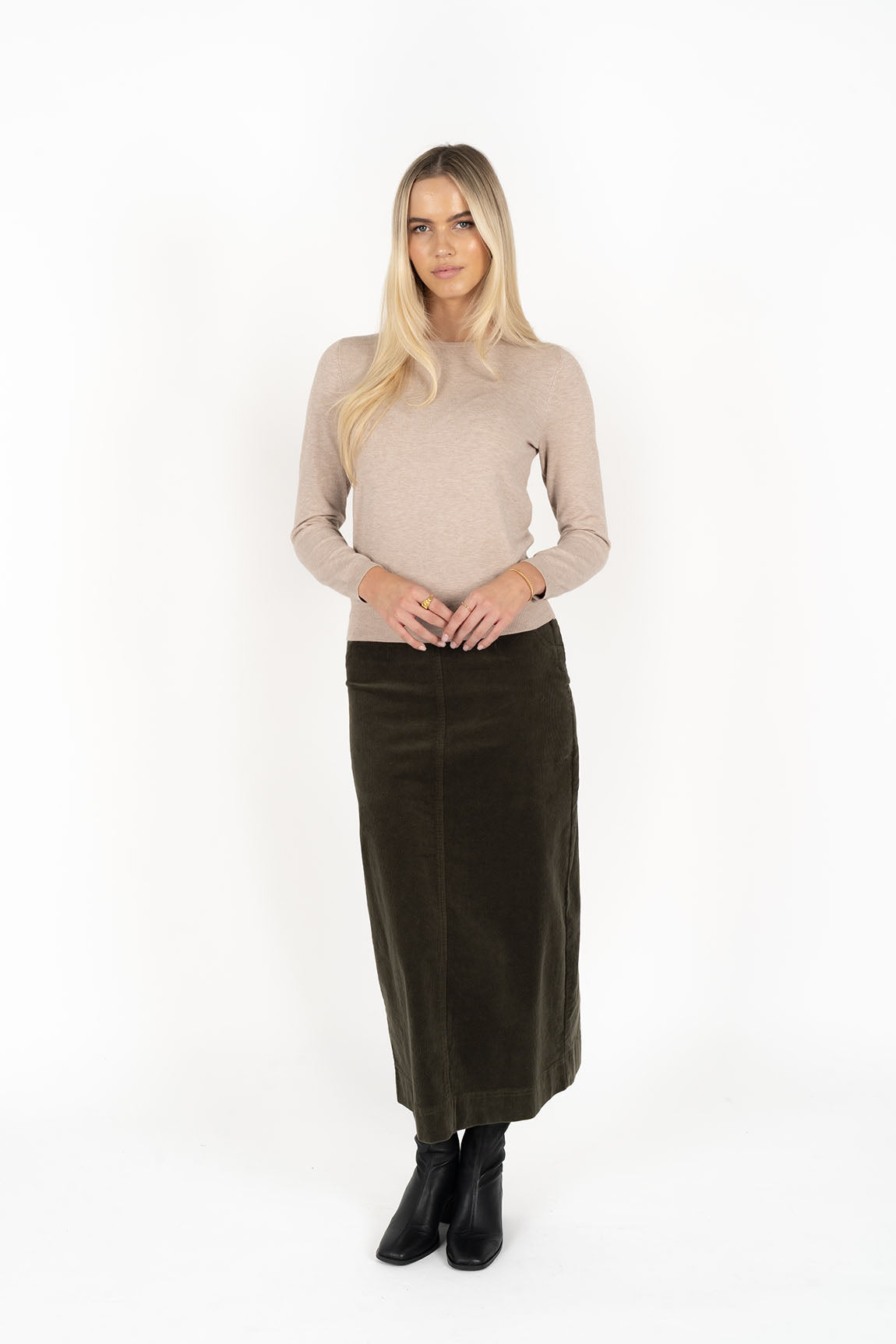 Humidity Billie Cord Skirt - Moss
