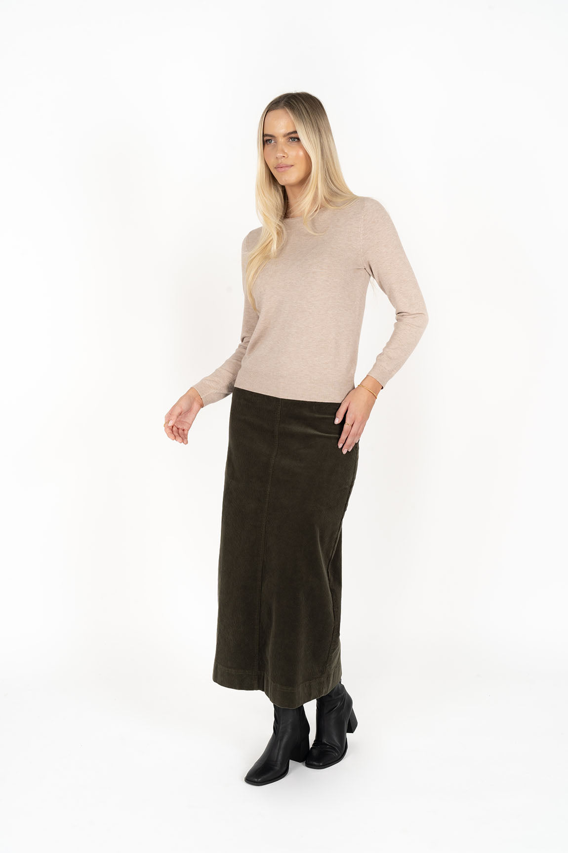 Humidity Billie Cord Skirt - Moss