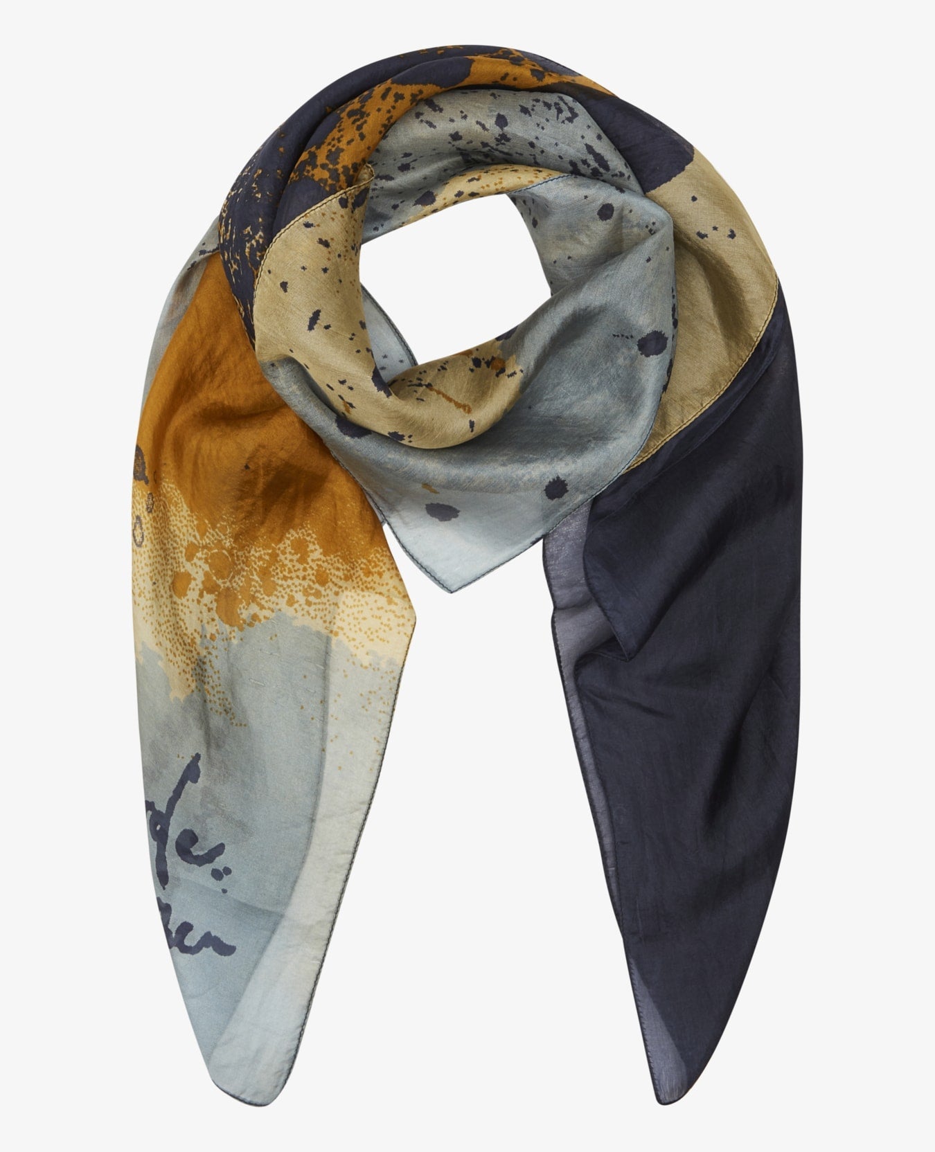 Unmade Copenhagen Silk Scarf - Print Blue/Brown