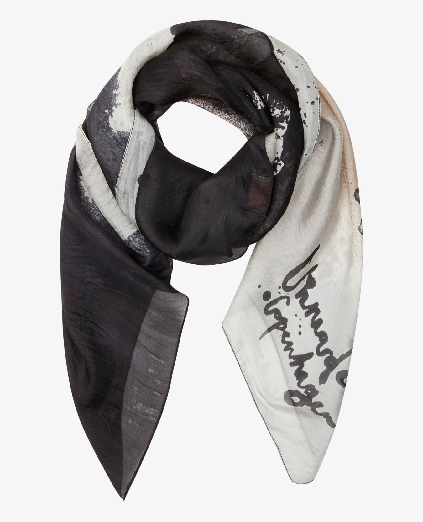 Unmade Copenhagen Silk Scarf - Print Black/White