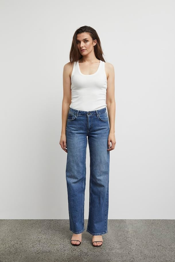 Pulz Vega Jeans Ultra Highwaist Wide Leg - Medium Blue