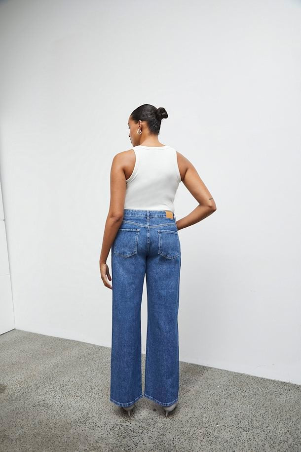 Pulz Vega Jeans Ultra Highwaist Wide Leg - Medium Blue